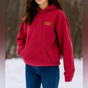 Womens Pink VANS Sweatshirt Hoodie Tie String Long Sleeve Heavy Thick Sz Small